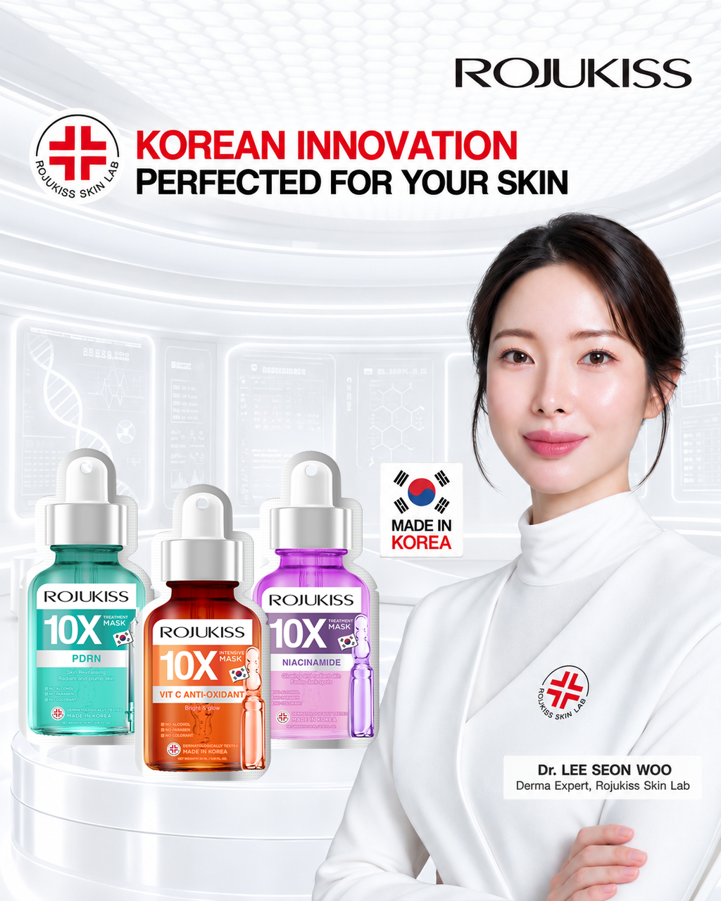 ROJUKISS 10X Discovery Mask Set – 3 Gesichtsmasken zum Kennenlernen | PDRN, Niacinamide & Vitamin C