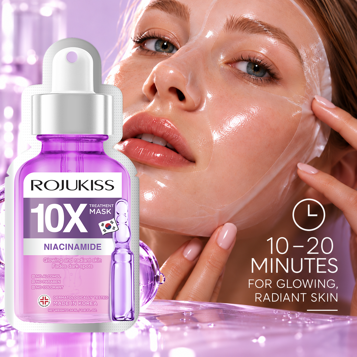ROJUKISS 10X Discovery Mask Set – 3 Gesichtsmasken zum Kennenlernen | PDRN, Niacinamide & Vitamin C